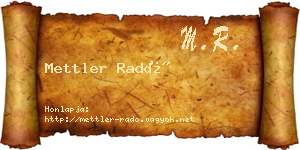 Mettler Radó névjegykártya